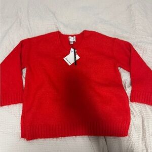NWT Industry Republic Red V-Neck Sweater Size Large